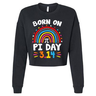 Vintage Born on Pi Day Math Lovers Teacher Birthday Cropped Pullover Crew