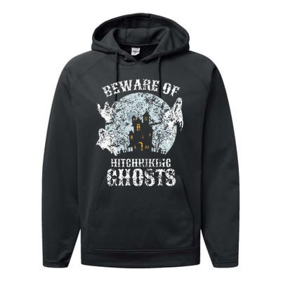 Vintage Beware Of Hitchhiking Ghosts Fun Halloween Party Performance Fleece Hoodie