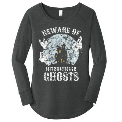 Vintage Beware Of Hitchhiking Ghosts Fun Halloween Party Women's Perfect Tri Tunic Long Sleeve Shirt