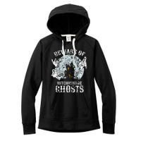 Vintage Beware Of Hitchhiking Ghosts Fun Halloween Party Women's Fleece Hoodie