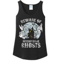 Vintage Beware Of Hitchhiking Ghosts Fun Halloween Party Ladies Essential Tank