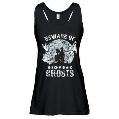 Vintage Beware Of Hitchhiking Ghosts Fun Halloween Party Ladies Essential Flowy Tank