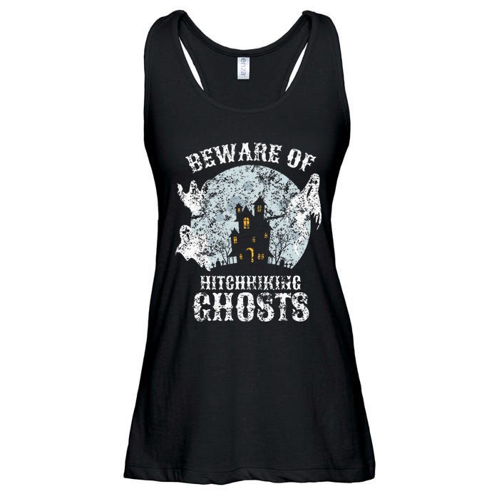 Vintage Beware Of Hitchhiking Ghosts Fun Halloween Party Ladies Essential Flowy Tank