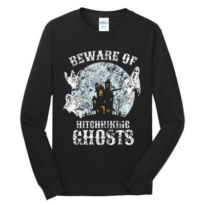 Vintage Beware Of Hitchhiking Ghosts Fun Halloween Party Tall Long Sleeve T-Shirt