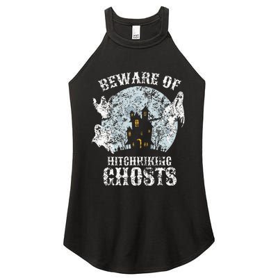 Vintage Beware Of Hitchhiking Ghosts Fun Halloween Party Women's Perfect Tri Rocker Tank