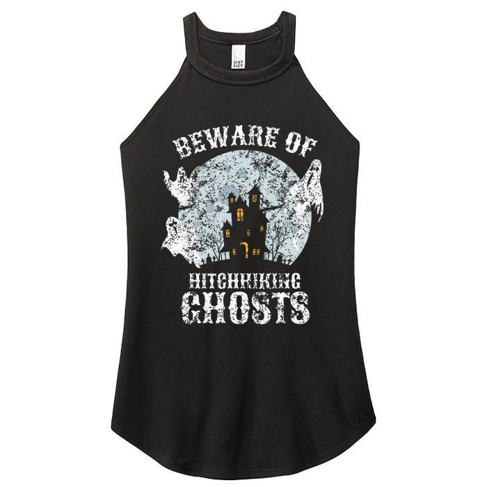 Vintage Beware Of Hitchhiking Ghosts Fun Halloween Party Women's Perfect Tri Rocker Tank