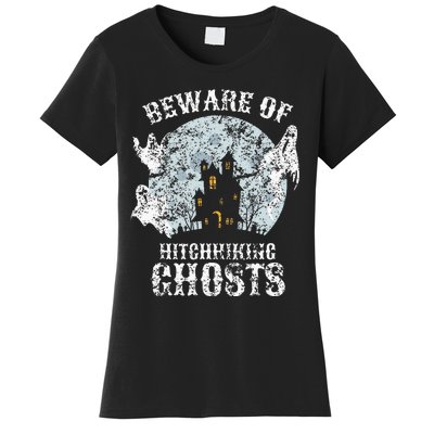 Vintage Beware Of Hitchhiking Ghosts Fun Halloween Party Women's T-Shirt