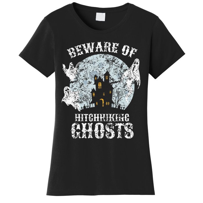 Vintage Beware Of Hitchhiking Ghosts Fun Halloween Party Women's T-Shirt