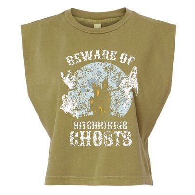 Vintage Beware Of Hitchhiking Ghosts Fun Halloween Party Garment-Dyed Women's Muscle Tee