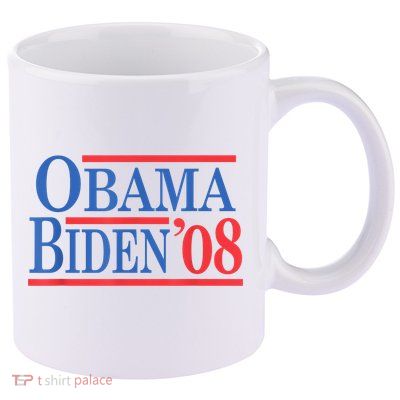 Vintage Barack Obama Joe Biden 2008 11oz C Handle Ceramic Mug
