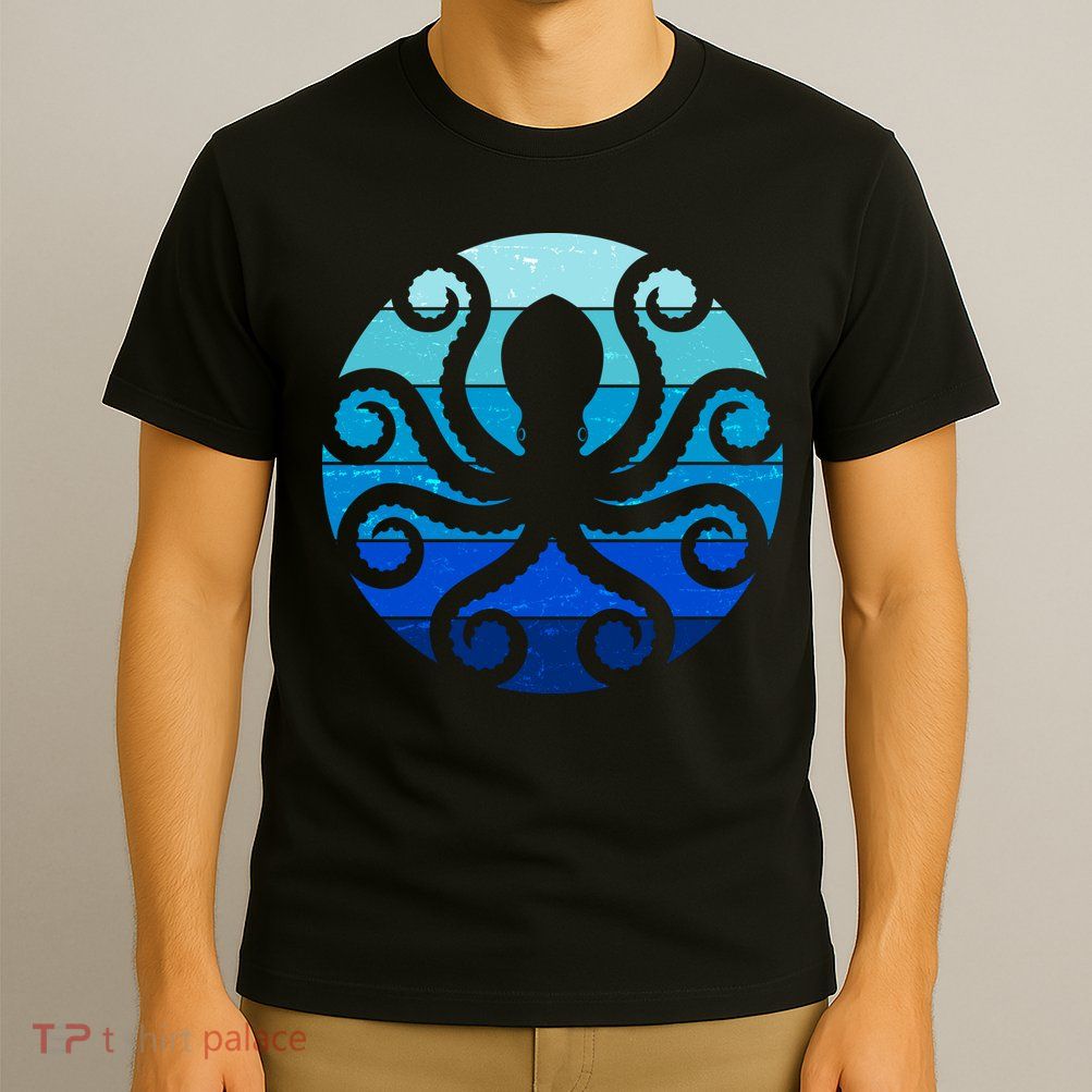 Vintage Blue Octopus Emblem T-Shirt