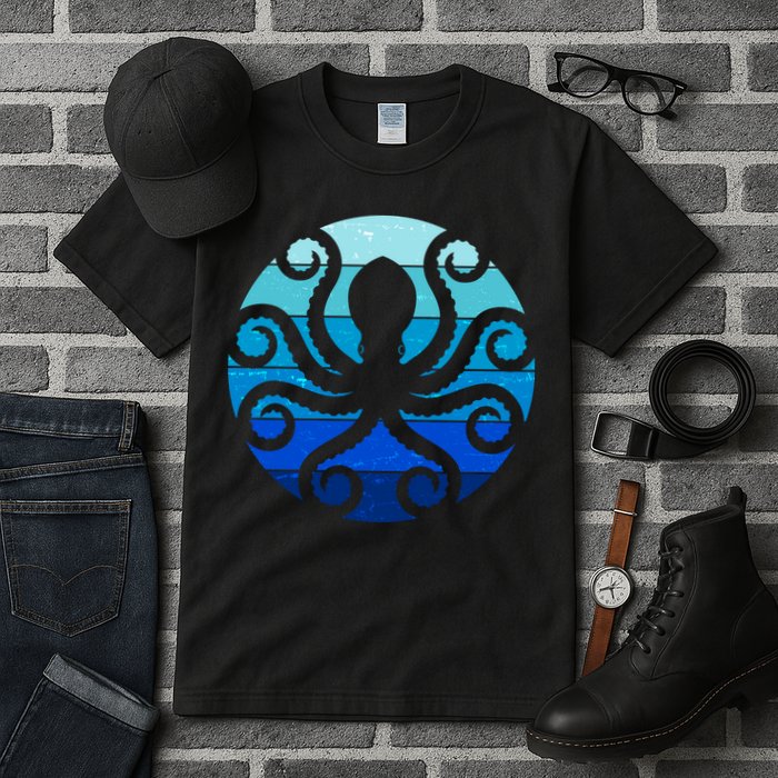 Vintage Blue Octopus Emblem Tall T-Shirt