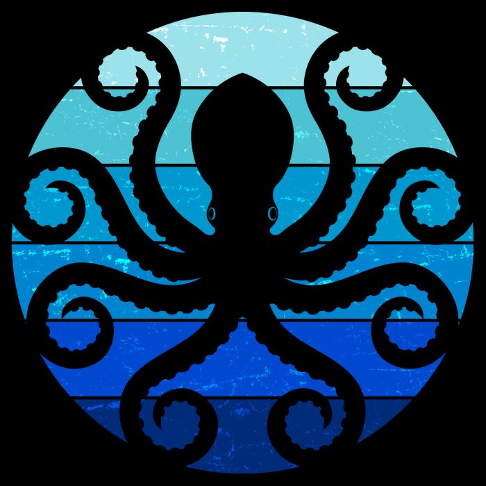 Vintage Blue Octopus Emblem Tall T-Shirt