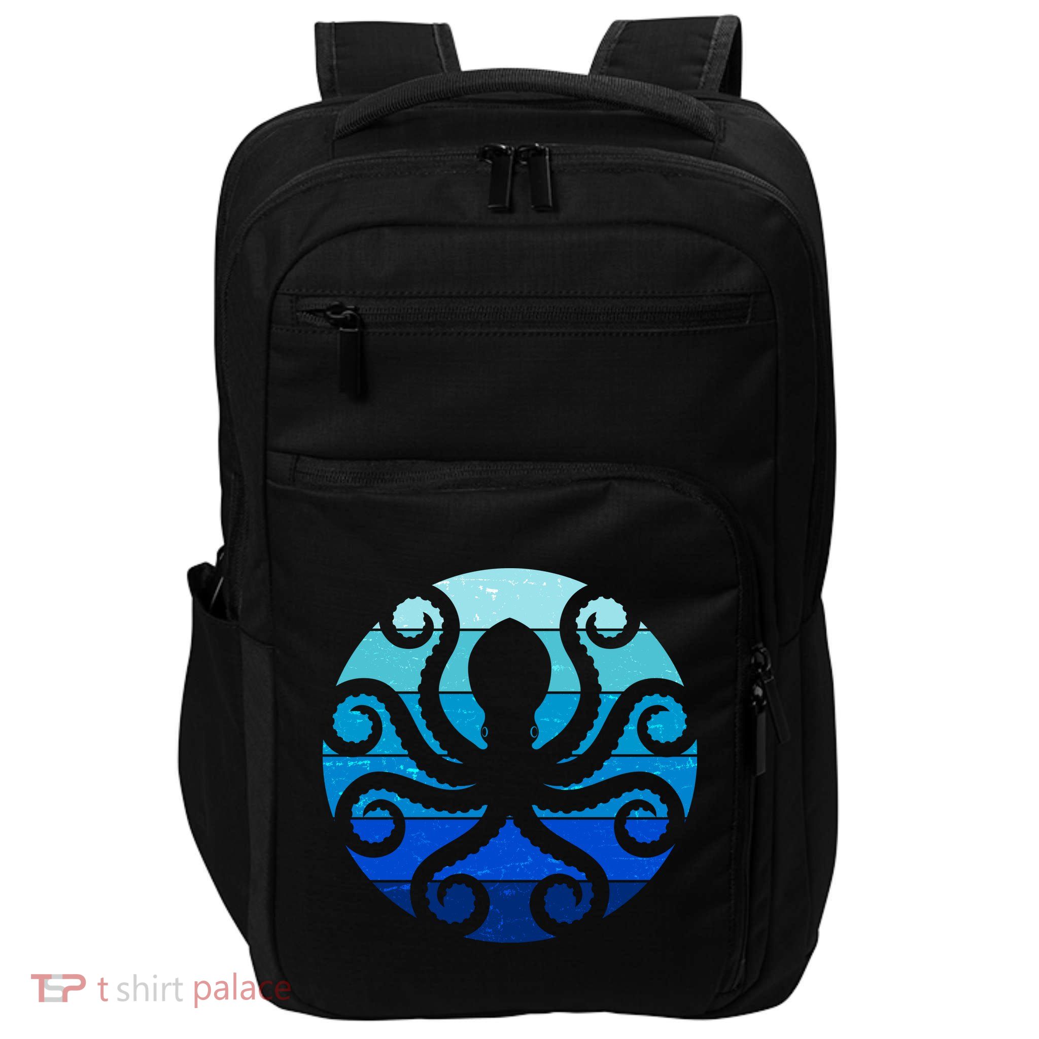 Vintage Blue Octopus Emblem Impact Tech Backpack