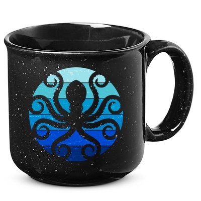 Vintage Blue Octopus Emblem 15oz Campfire Ceramic Mug