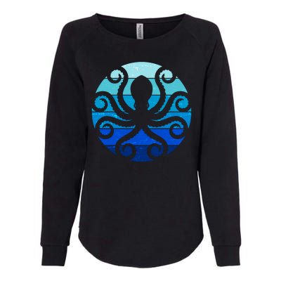 Vintage Blue Octopus Emblem Womens California Wash Sweatshirt