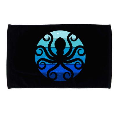 Vintage Blue Octopus Emblem Microfiber Hand Towel