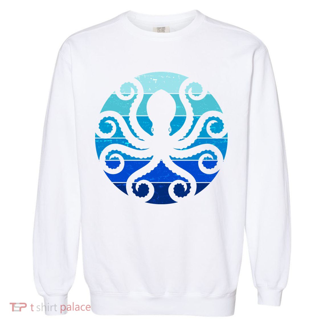Vintage Blue Octopus Emblem Garment-Dyed Sweatshirt