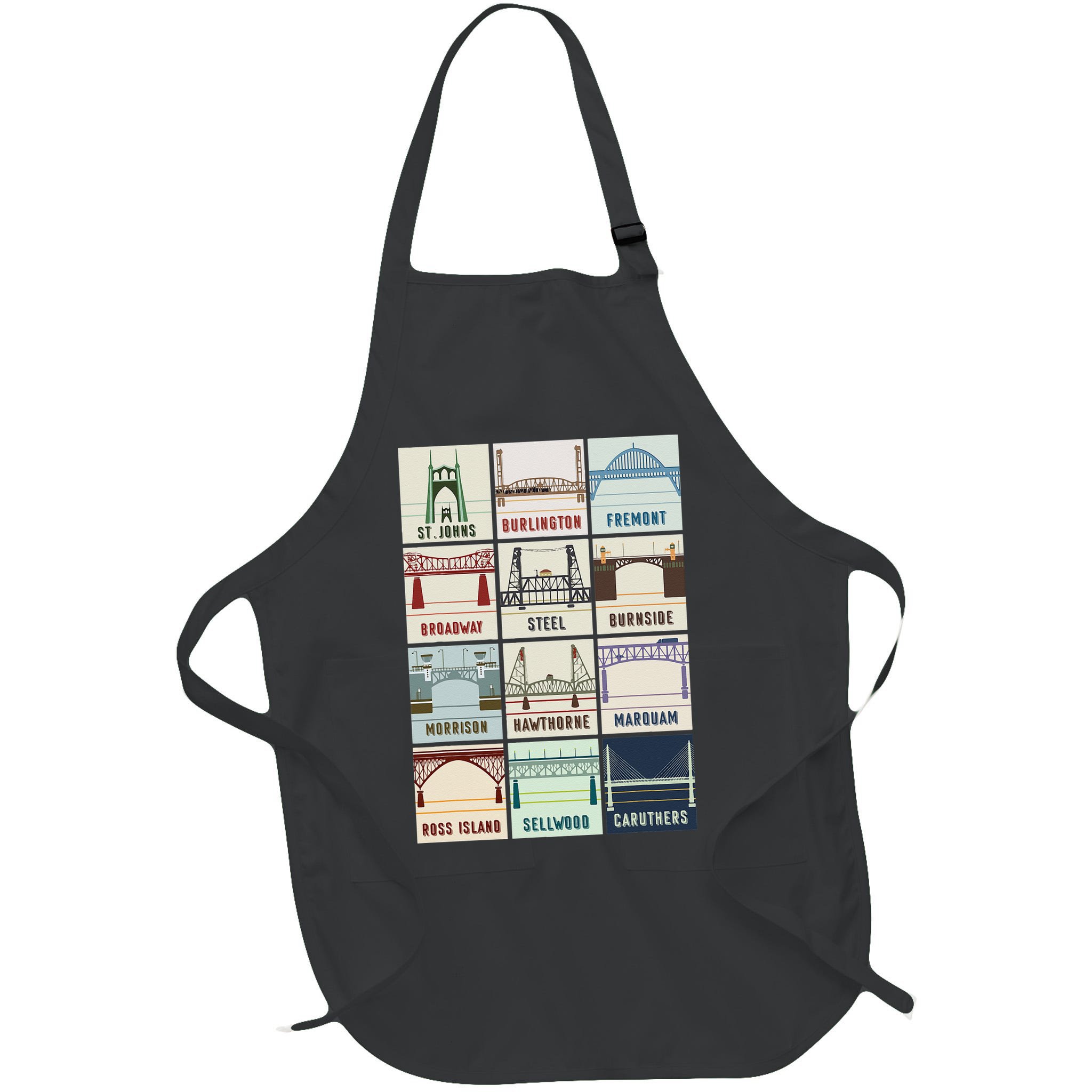 Vintage Bridges Of Portland Oregon Apron