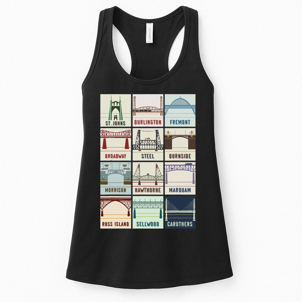 Vintage Bridges Of Portland Oregon Womens Tank Top