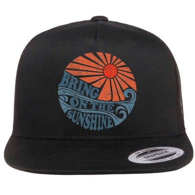 Vintage Bring On The Sunshine Cute Retro 70S Beach Vacation Flat Bill Trucker Hat