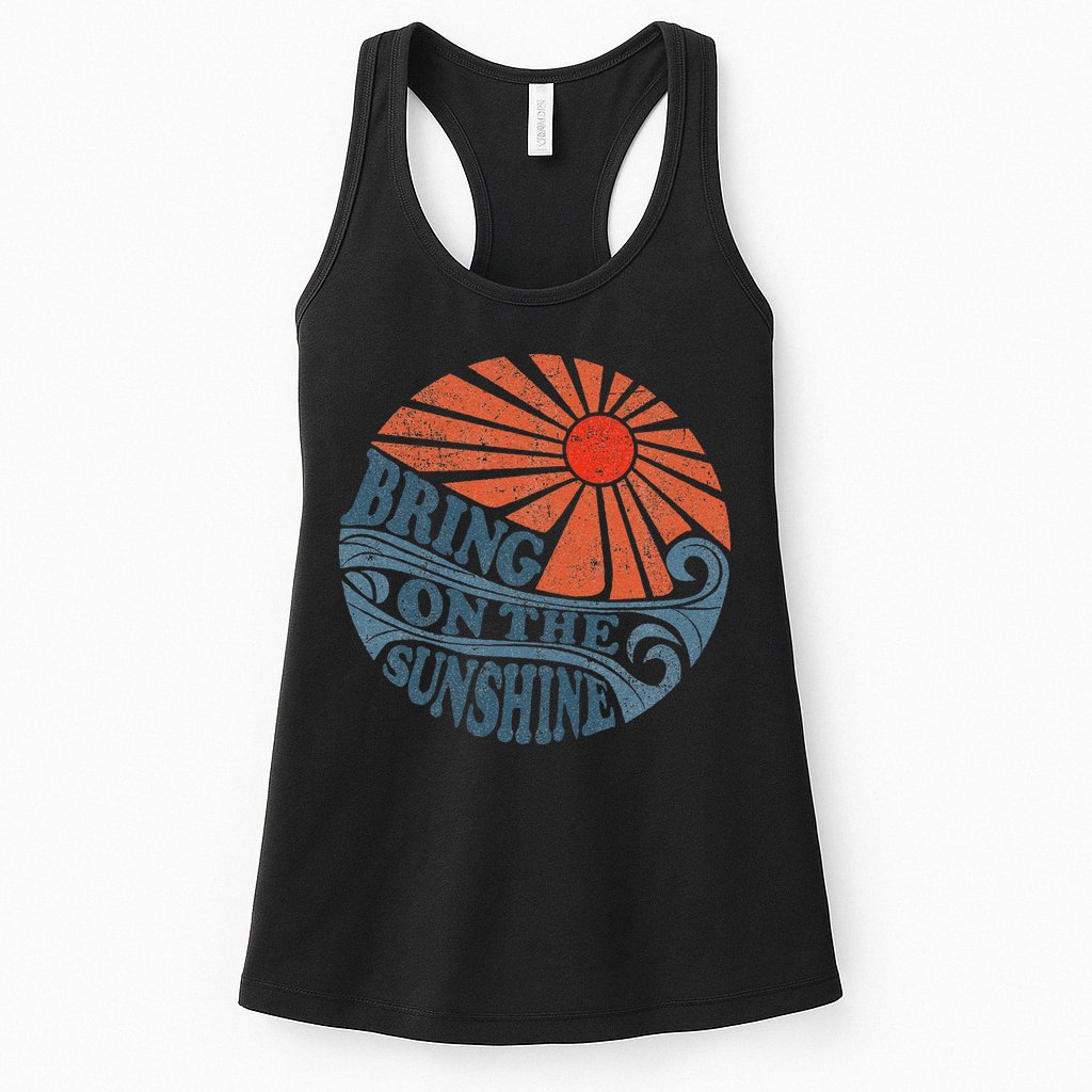 Vintage Bring On The Sunshine Cute Retro 70S Beach Vacation Womens Tank Top