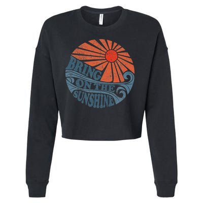 Vintage Bring On The Sunshine Cute Retro 70S Beach Vacation Cropped Pullover Crew