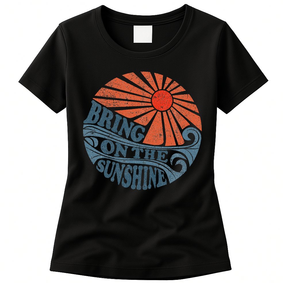 Vintage Bring On The Sunshine Cute Retro 70S Beach Vacation Womens T-Shirt