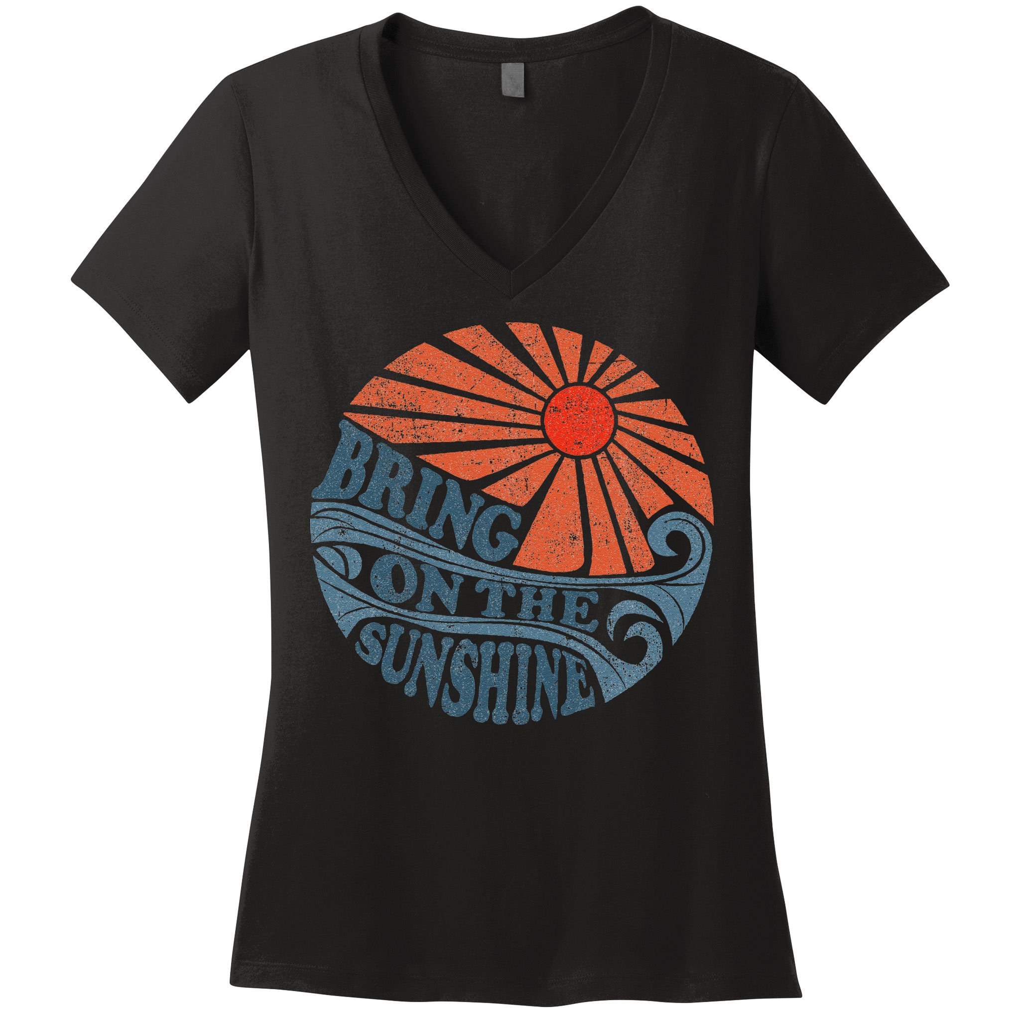 Vintage Bring On The Sunshine Cute Retro 70S Beach Vacation Women's V-Neck T-Shirt