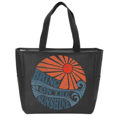 Vintage Bring On The Sunshine Cute Retro 70S Beach Vacation Zip Tote Bag