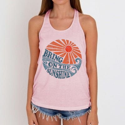 Vintage Bring On The Sunshine Cute Retro 70S Beach Vacation Women's Knotted Racerback Tank