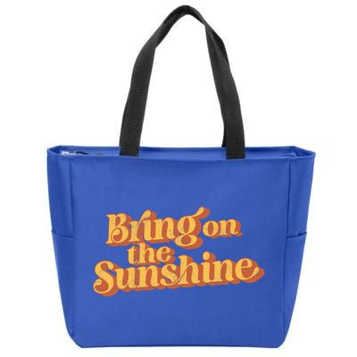 Vintage Bring On The Sunshine Cute Retro 70s Beach Vacation Cool Gift Zip Tote Bag