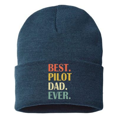 Vintage Best Pilot Dad Ever Fathers Day Funny Gifts Sustainable Knit Beanie