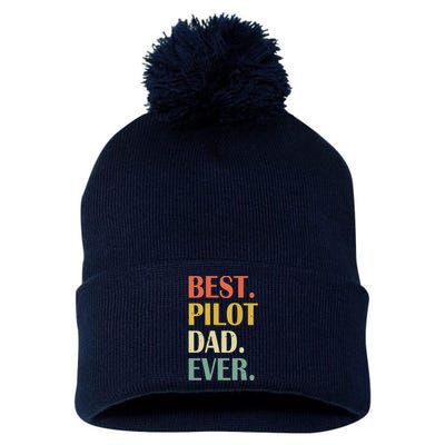 Vintage Best Pilot Dad Ever Fathers Day Funny Gifts Pom Pom 12in Knit Beanie