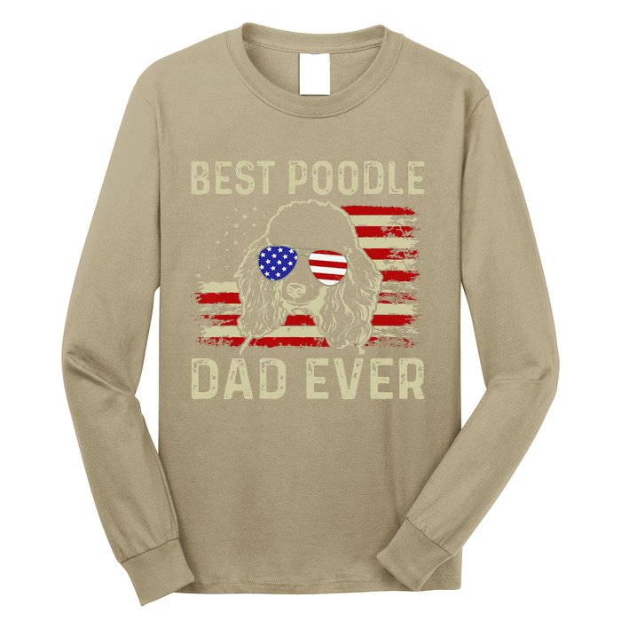 Vintage Best Poodle Dad Ever Dog Lover Tees Fathers Day Gift Long Sleeve Shirt