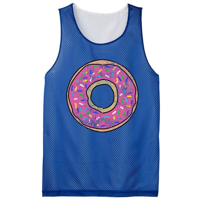 Vintage Big Pink Donut Meaningful Gift Mesh Reversible Basketball Jersey Tank