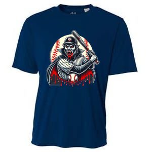 Vampire Baseball Player Funny Halloween Costume Sports Bat Cooling Performance Crew T-Shirt