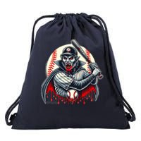 Vampire Baseball Player Funny Halloween Costume Sports Bat Drawstring Bag