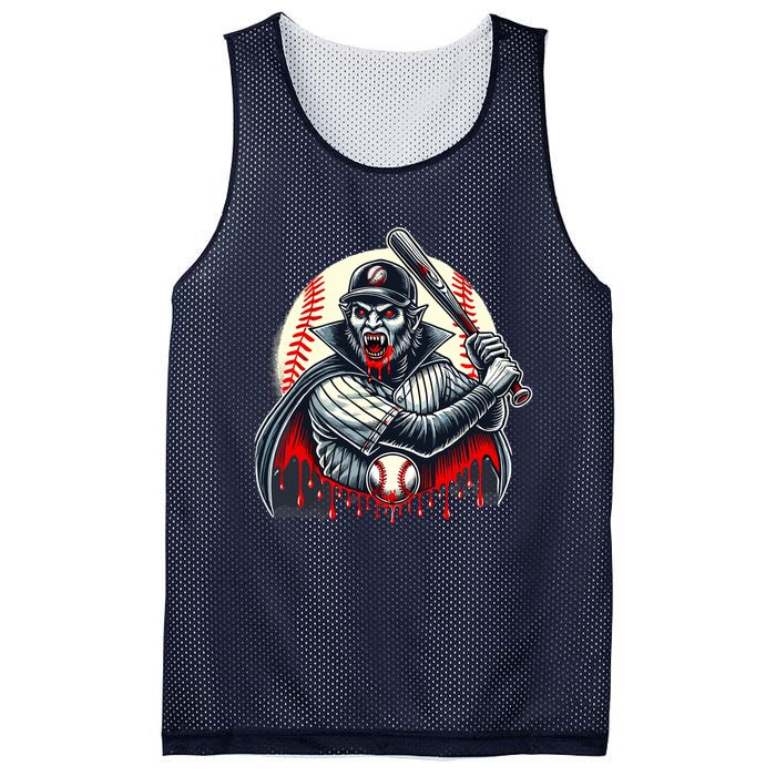 Vampire Baseball Player Funny Halloween Costume Sports Bat Mesh Reversible Basketball Jersey Tank