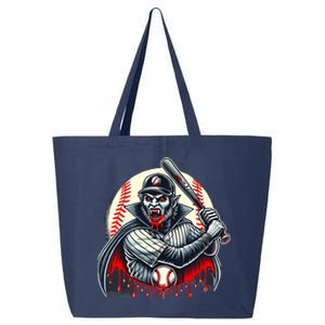 Vampire Baseball Player Funny Halloween Costume Sports Bat 25L Jumbo Tote