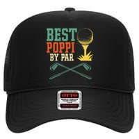 Vintage Best PopPi By Par Disc Golf Gift Dad Fathers Papa High Crown Mesh Back Trucker Hat