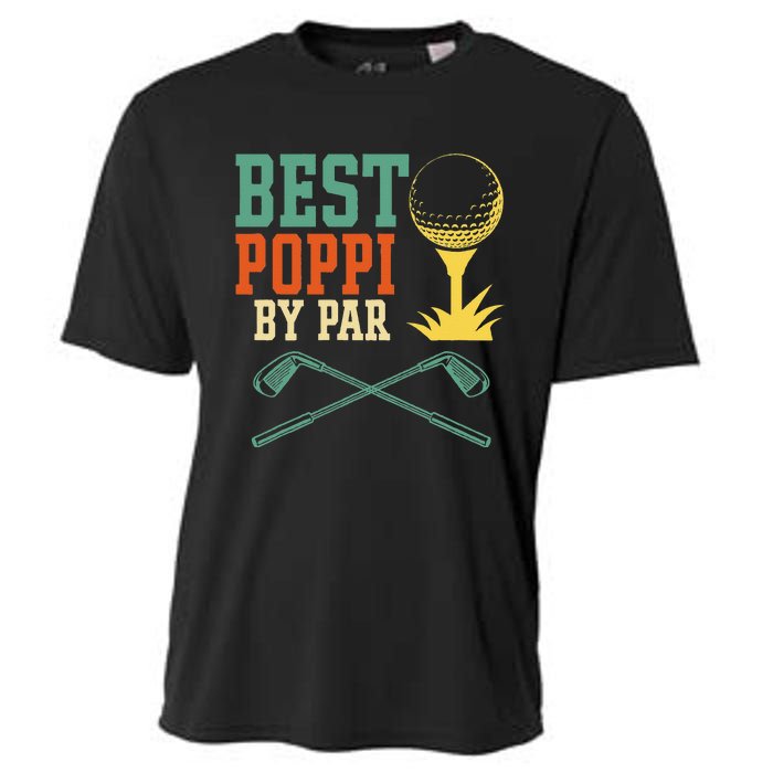 Vintage Best PopPi By Par Disc Golf Gift Dad Fathers Papa Cooling Performance Crew T-Shirt