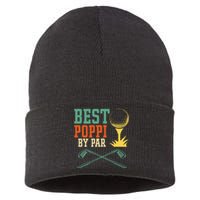 Vintage Best PopPi By Par Disc Golf Gift Dad Fathers Papa Sustainable Knit Beanie