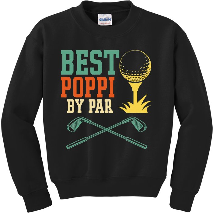 Vintage Best PopPi By Par Disc Golf Gift Dad Fathers Papa Kids Sweatshirt