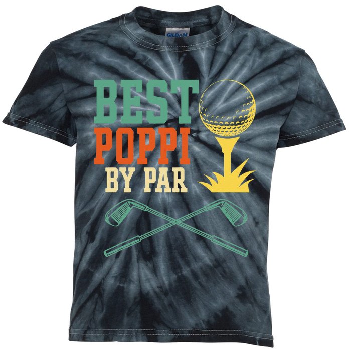 Vintage Best PopPi By Par Disc Golf Gift Dad Fathers Papa Kids Tie-Dye T-Shirt