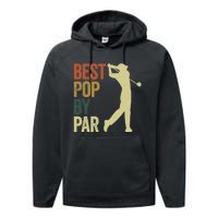 Vintage Best Pops By Par Disc Golf Golfer Fathers Day Performance Fleece Hoodie