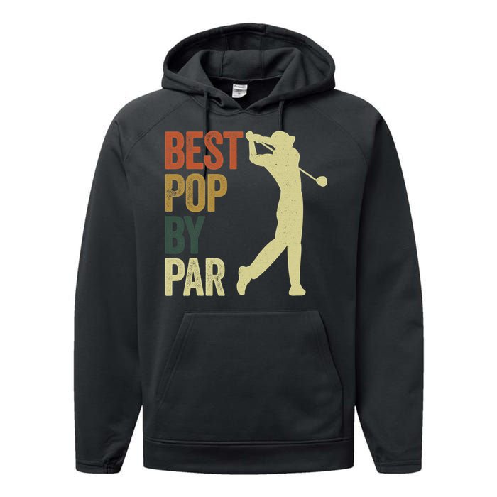 Vintage Best Pops By Par Disc Golf Golfer Fathers Day Performance Fleece Hoodie