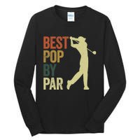 Vintage Best Pops By Par Disc Golf Golfer Fathers Day Tall Long Sleeve T-Shirt