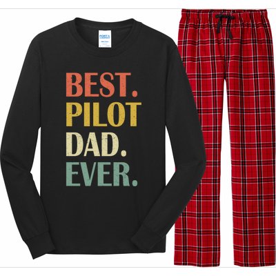 Vintage Best Pilot Dad Ever Fathers Day Funny Funny Gift Meaningful Gift Long Sleeve Pajama Set