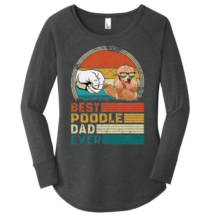 Vintage Best Poodle Dad Ever Funny Puppy Poodle Dog Lover Women's Perfect Tri Tunic Long Sleeve Shirt